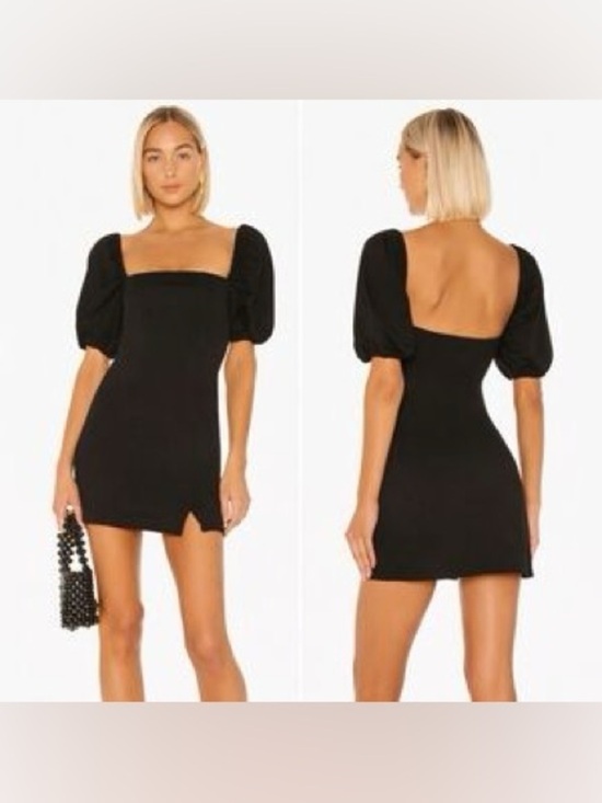 Tularosa Dresses & Skirts - Tularosa Black Puff Sleeve Square Neck Mini Dress Size Small
